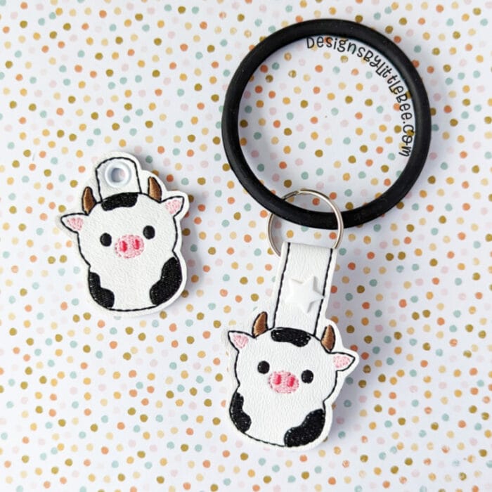 Pudgy Cow Snap Tab & Eyelet Key Fob
