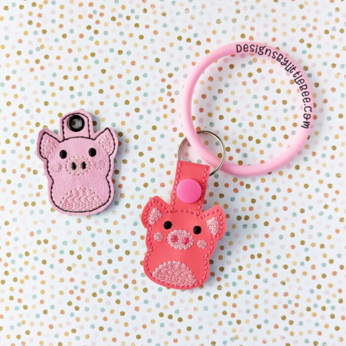 Pudgy Pig Snap Tab & Eyelet Key Fob