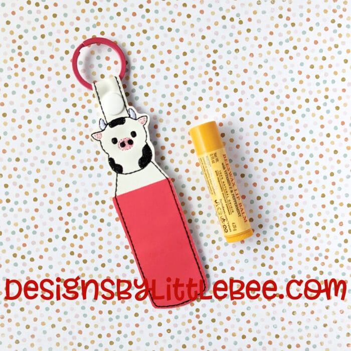 Pudgy Cow Lip Balm Holder - Snap Tab & Eyelet Key Fob