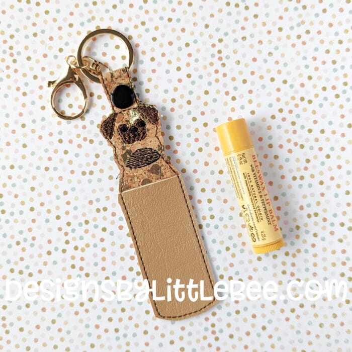 Pudgy Pug Lip Balm Holder - Snap Tab & Eyelet Key Fob
