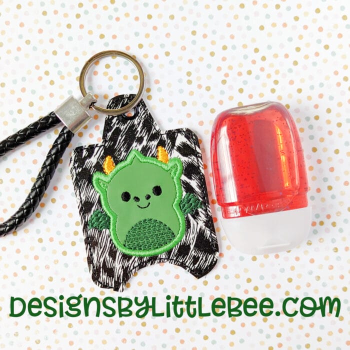 Pudgy Dragon Hand Sanitizer Case - Snap Tab and Eyelet Key Fob