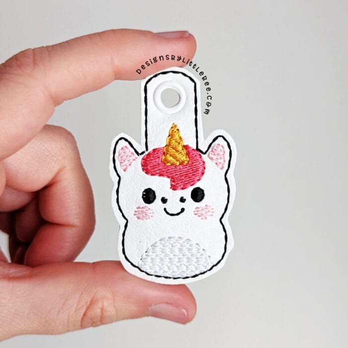 Pudgy Unicorn Snap Tab & Eyelet Key Fob