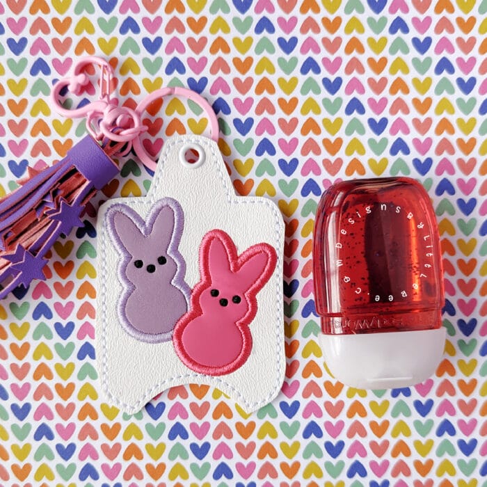Bunny Duo Hand Sanitizer Case - Snap Tab and Eyelet Key Fob