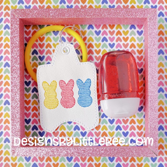 Bunny Trio Hand Sanitizer Case - Snap Tab and Eyelet Key Fob