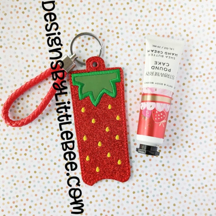 Strawberry Lotion Holder Snap Tab & Eyelet Fob: 1 Oz - 5x7+ ONLY