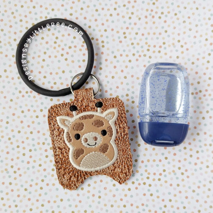 Pudgy Giraffe Hand Sanitizer Case - Snap Tab and Eyelet Key Fob