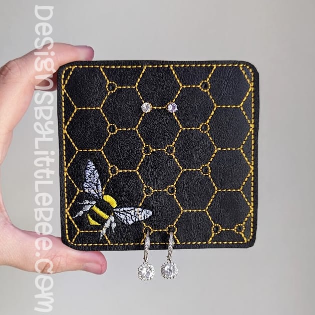 Honeycomb and Bee Travel Jewelry Tag