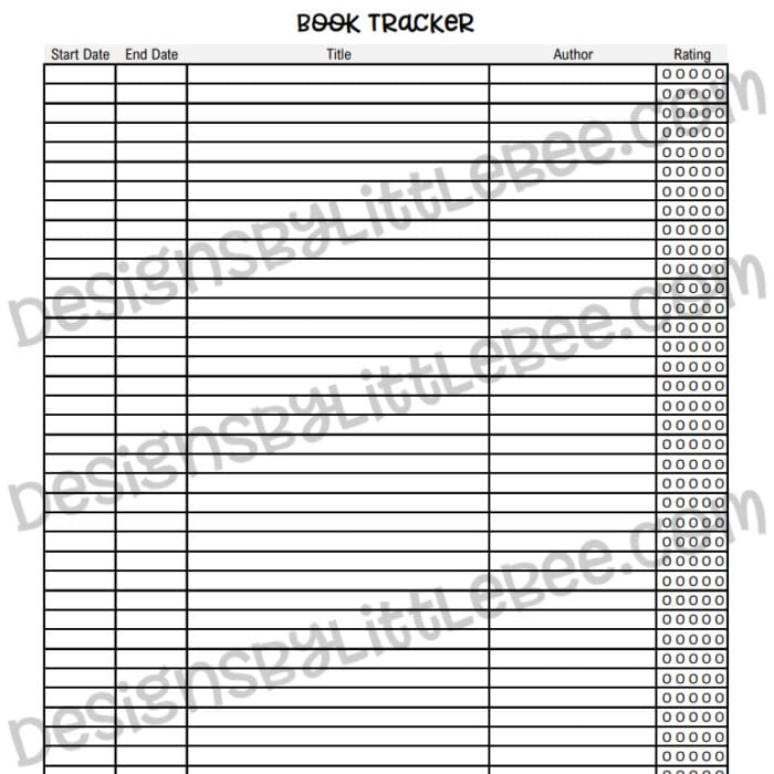 Book Tracker Printable PDF Set