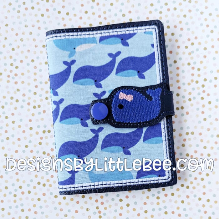 Whale with Bow Mini Composition Book Snap Cover