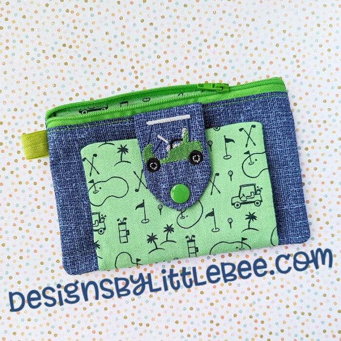Golf Cart Top Zipper Bag with Mini Composition Notebook Snap Pocket