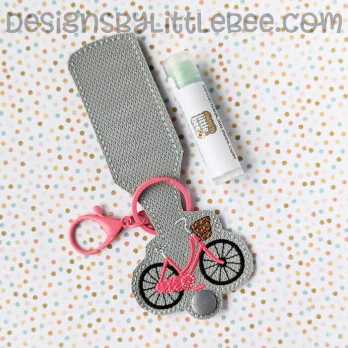 Bicycle with Basket Lip Balm Holder Key Fob Snap Tab - 5x7+ ONLY