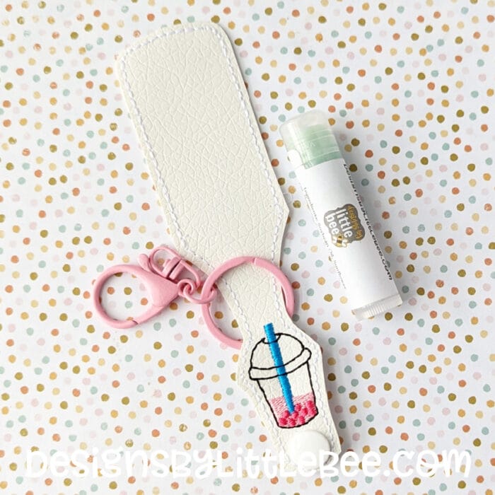 Bubble Tea Lip Balm Holder Key Fob Snap Tab - 5x7+ ONLY