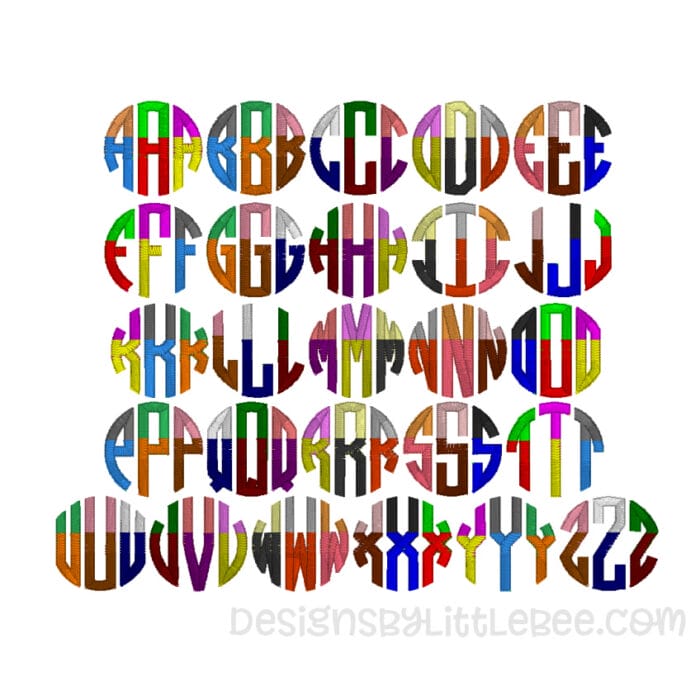 Gradient Natural Circle Monogram Font - 1", 1.5", 2"
