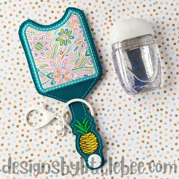 Pineapple Applique Hand Sanitizer Holder Snap Tab - 5x7+ ONLY