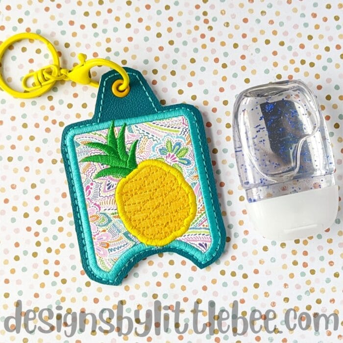 Pineapple Hand Sanitizer Case - Snap Tab and Eyelet Key Fob