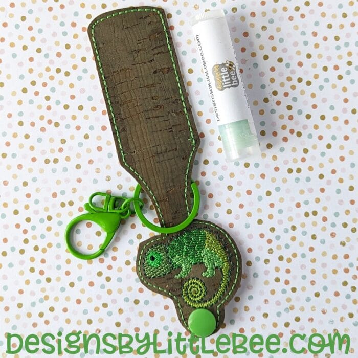 Chameleon Lip Balm Holder Key Fob Snap Tab - 5x7+ ONLY
