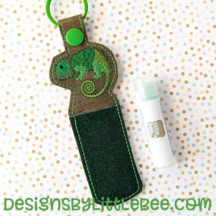 Chameleon Lip Balm Holder - Snap Tab & Eyelet Key Fob