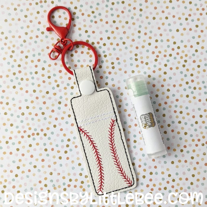 Simple Slice Baseball Lip Balm Holder - Snap Tab & Eyelet Key Fob
