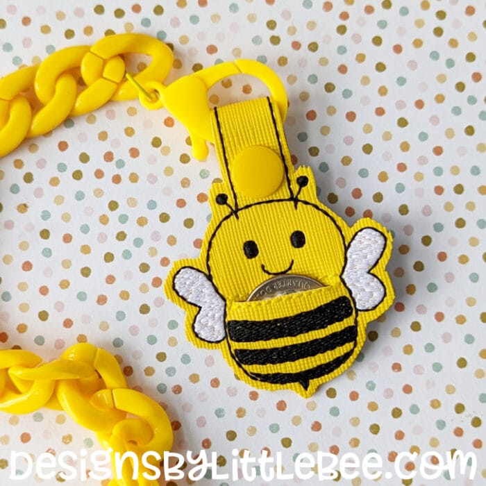 Pudgy Bee Quarter Keeper - Snap Tab & Eyelet Key Fob