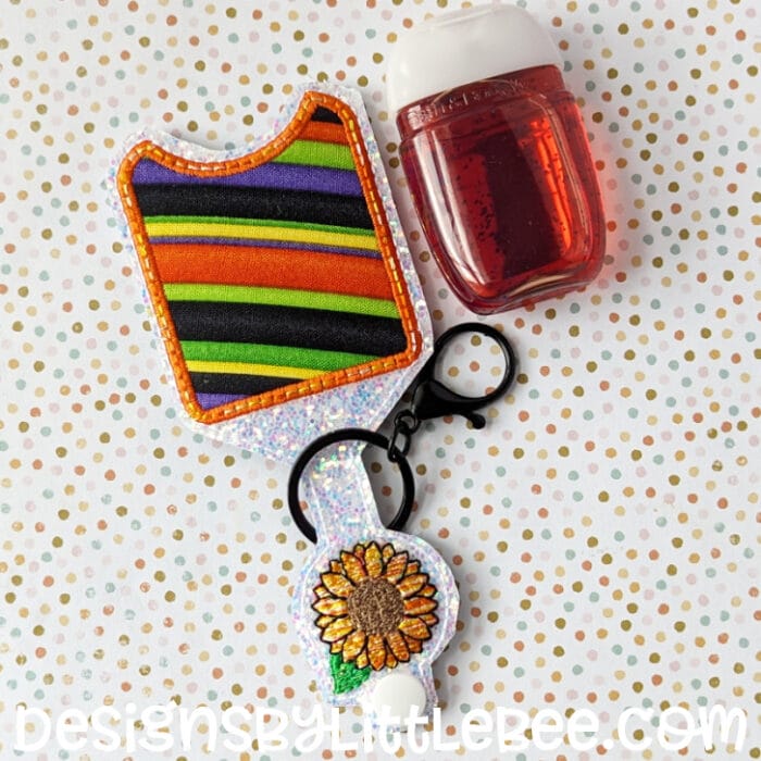 Sunflower Applique Hand Sanitizer Holder Snap Tab - 5x7+ ONLY