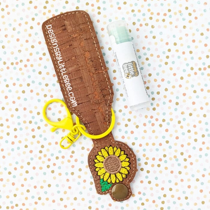 Sunflower Lip Balm Holder Key Fob Snap Tab - 5x7+ ONLY