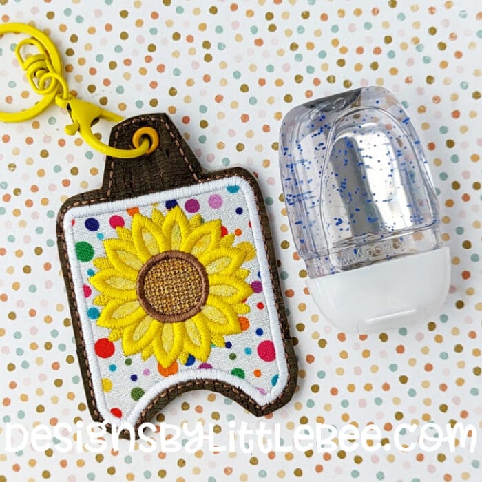 Sunflower Hand Sanitizer Case - Snap Tab and Eyelet Key Fob