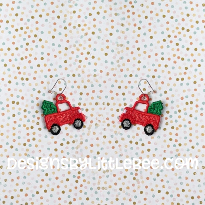 Truck with Christmas Tree FSL Earrings