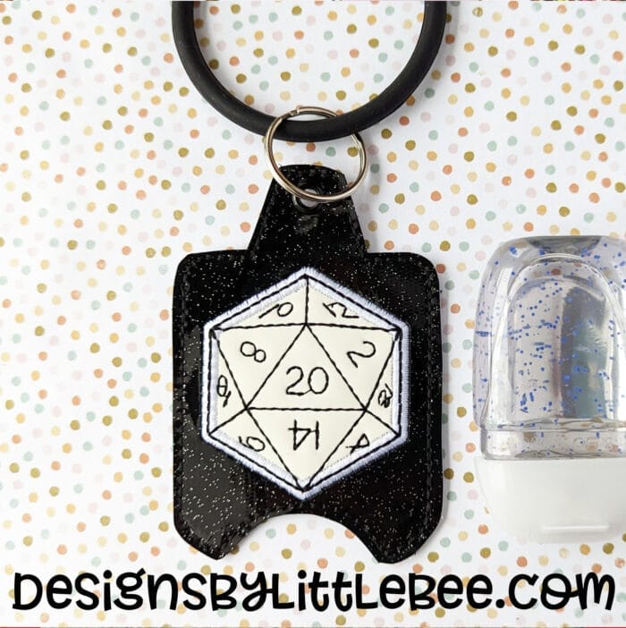 D20 Die Hand Sanitizer Case - Snap Tab and Eyelet Key Fob