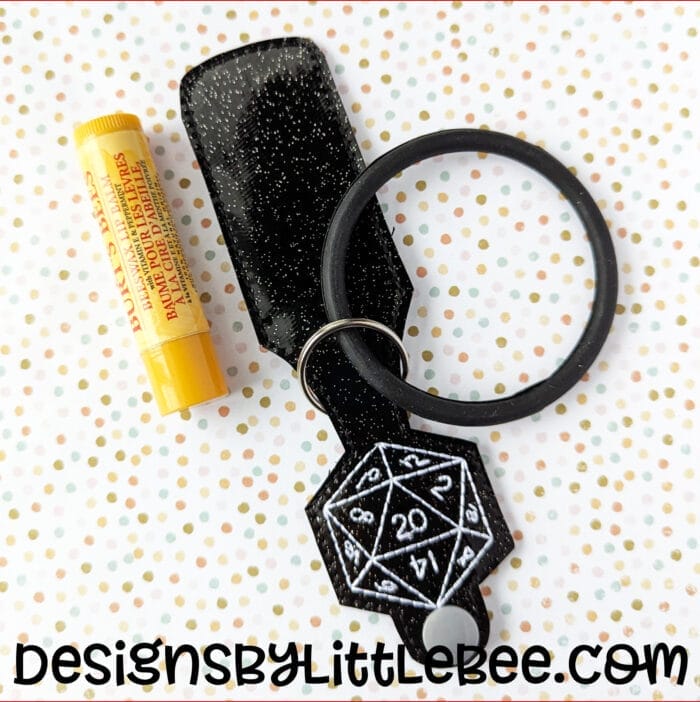 D20 Die Lip Balm Holder Key Fob Snap Tab - 5x7+ ONLY