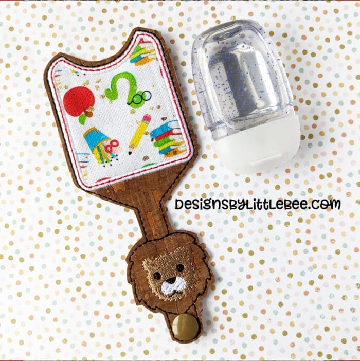 Lion Applique Hand Sanitizer Holder Snap Tab - 5x7+ ONLY