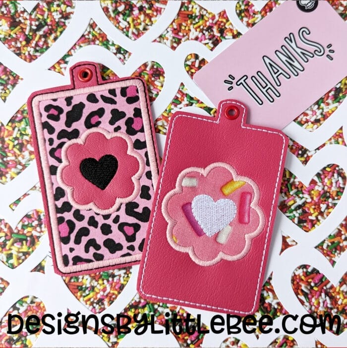 Scallop and Heart ID Card/Badge Holder - 5x7 and up ONLY