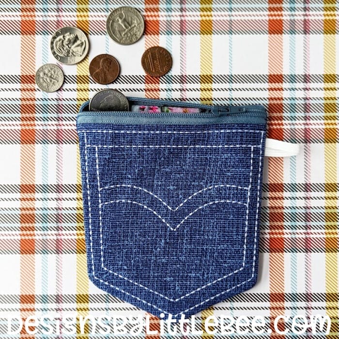 Denim Pocket Zipper Bag for Size 3 Zipper