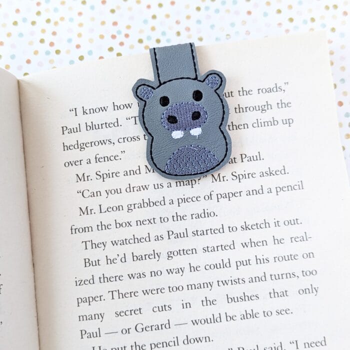 Pudgy Hippo Foldover Magnetic Bookmark