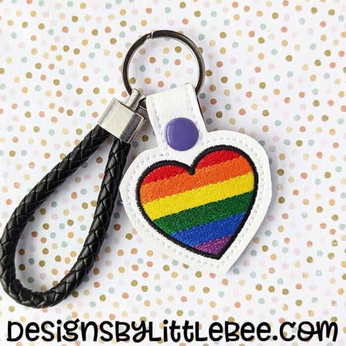 Rainbow Heart Snap Tab & Eyelet Key Fob