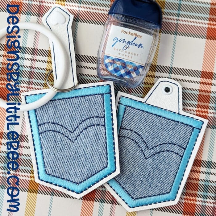 Denim Pocket Hand Sanitizer Case - Snap Tab and Eyelet Key Fob