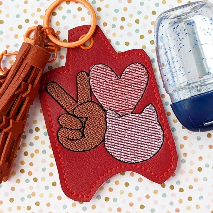 Peace Love Cats Hand Sanitizer Case - Snap Tab and Eyelet Key Fob