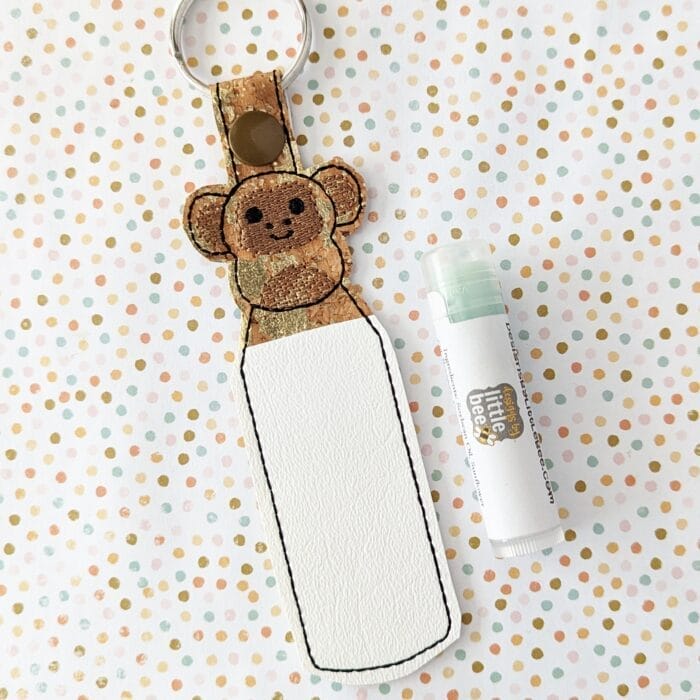 Pudgy Monkey Lip Balm Holder - Snap Tab & Eyelet Key Fob