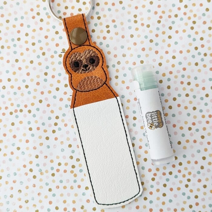 Pudgy Sloth Lip Balm Holder - Snap Tab & Eyelet Key Fob