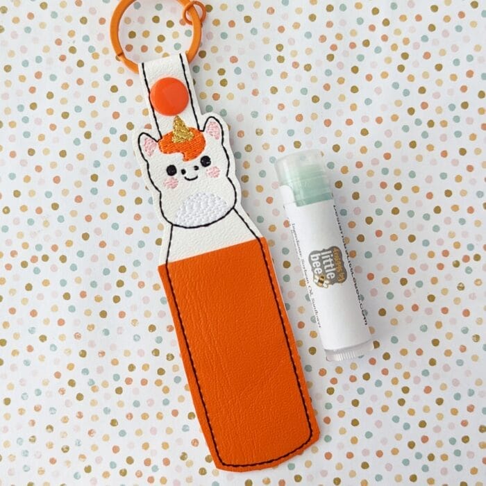 Pudgy Unicorn Lip Balm Holder - Snap Tab & Eyelet Key Fob