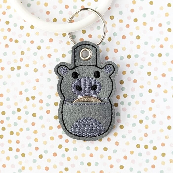 Pudgy Hippo Quarter Keeper - Snap Tab & Eyelet Key Fob