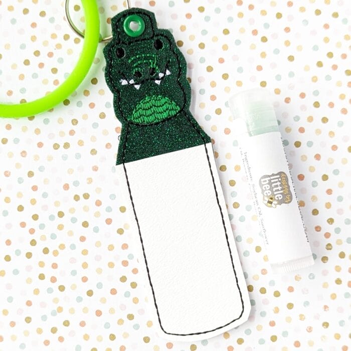 Pudgy Alligator Lip Balm Holder - Snap Tab & Eyelet Key Fob