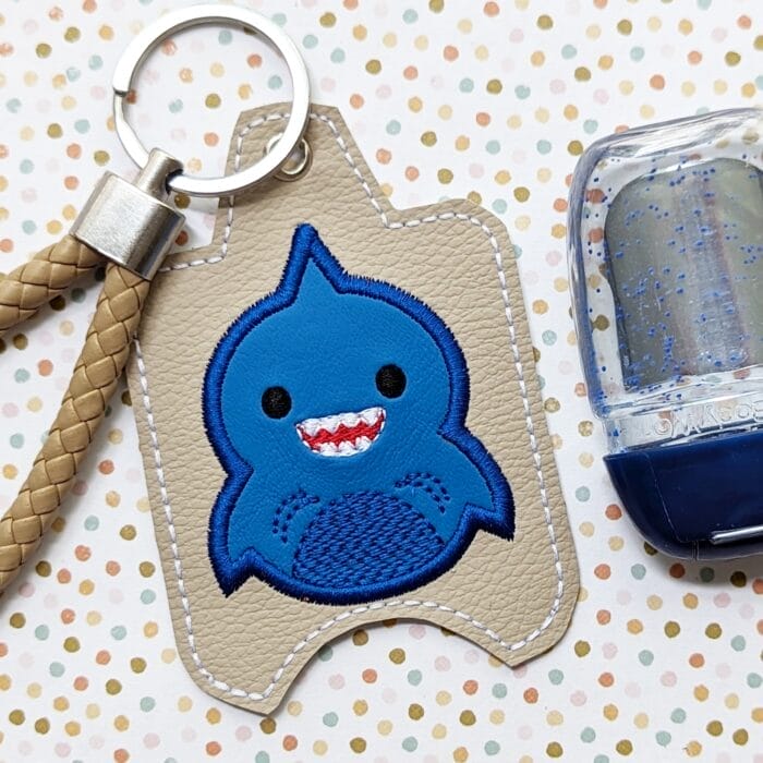 Pudgy Shark Hand Sanitizer Case - Snap Tab and Eyelet Key Fob