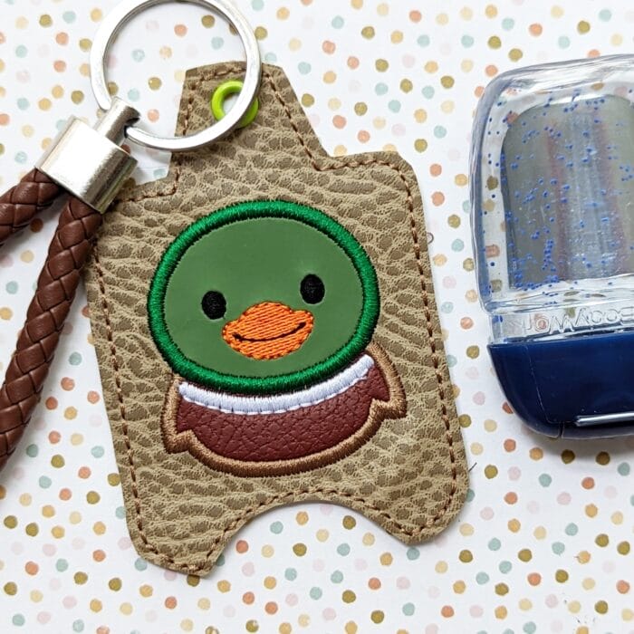 Pudgy Mallard Hand Sanitizer Case - Snap Tab and Eyelet Key Fob