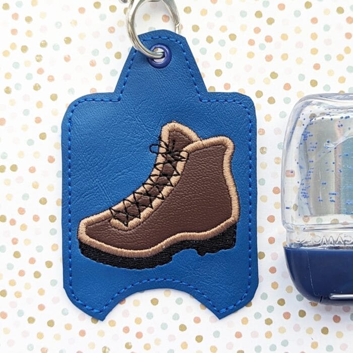 Hiking Boot Hand Sanitizer Case - Snap Tab and Eyelet Key Fob