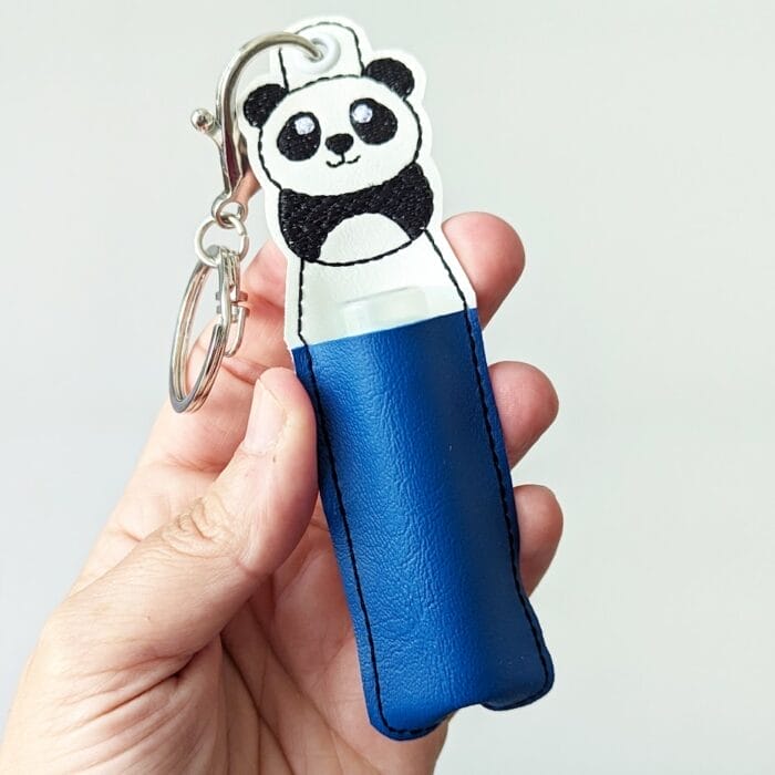 Pudgy Panda Lip Balm Holder - Snap Tab & Eyelet Key Fob