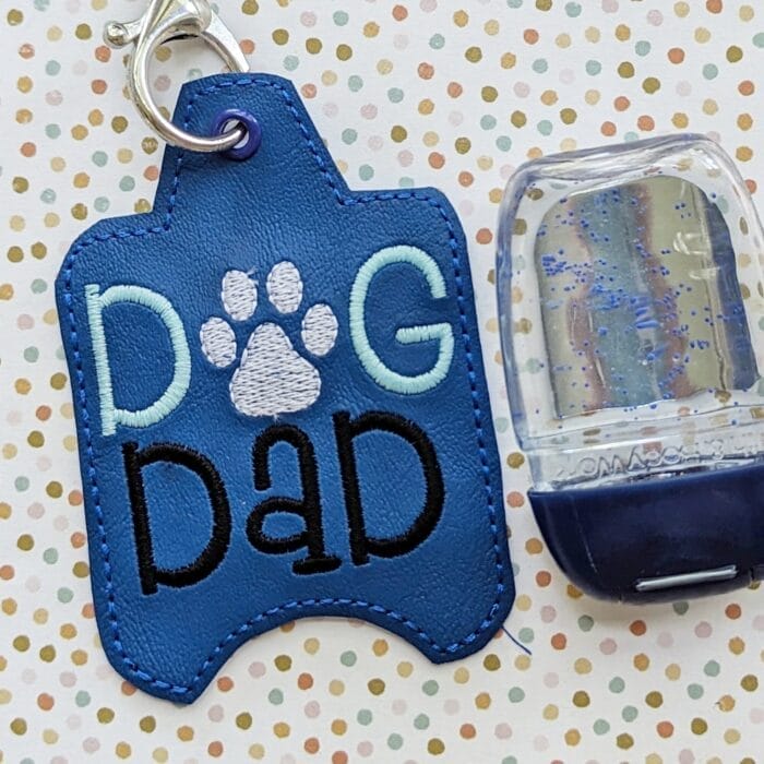 Dog Dad Hand Sanitizer Case - Snap Tab and Eyelet Key Fob