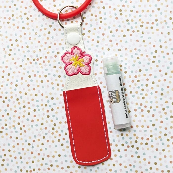 Hibiscus Lip Balm Holder - Snap Tab & Eyelet Key Fob