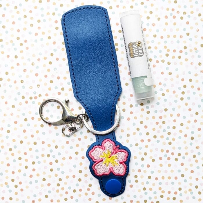 Hibiscus Lip Balm Holder Key Fob Snap Tab - 5x7+ ONLY