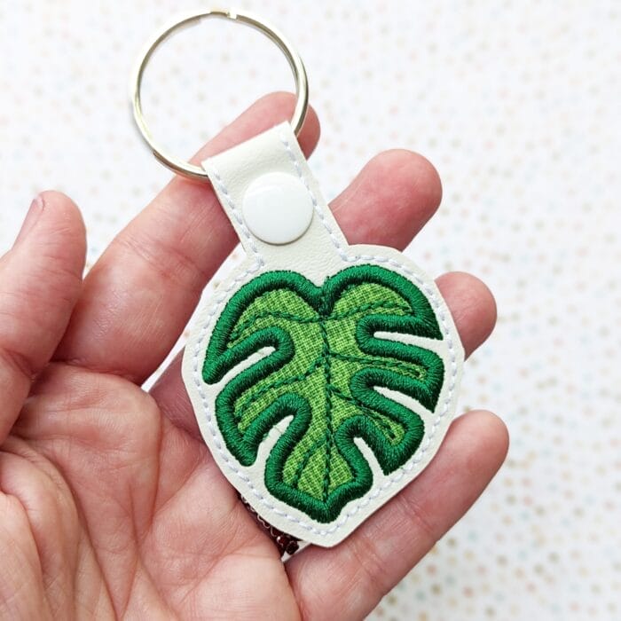 Monstera Applique Snap Tab & Eyelet Key Fob