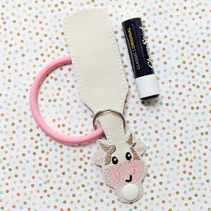 Cow Lip Balm Holder Key Fob Snap Tab - 5x7+ ONLY
